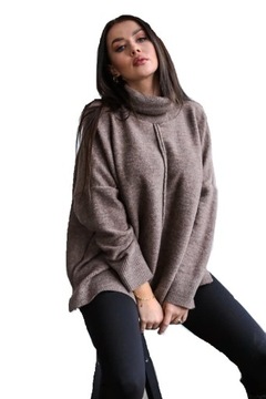 Sweter z golfem oversize brązowy Me Gusta