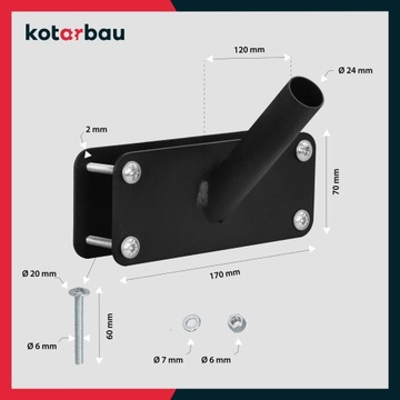 ДЕРЖАТЕЛЬ ДЛЯ БАЛКОННОГО ФЛАГА 170 ММ ОДИНАРНЫЙ ДЛЯ БАЛЮСТРАДЫ ФЛАГА 1-РАМОЧНЫЙ, ЧЕРНЫЙ