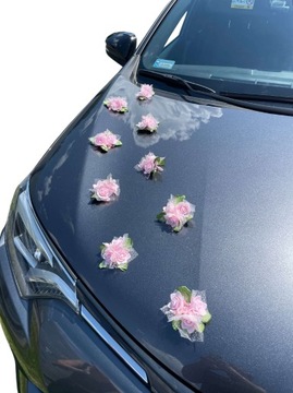 Dekoracja samochodu ozdoba auto ślub kwiaty róż