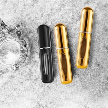 ATOMIZER PODRÓŻNY DO PERFUM FIOLKA 5ML ZŁOTY CZARNY
