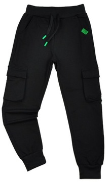 SPODNIE DRESOWE BOJÓWKI CHŁOPIĘCE CZARNE r.128 cm