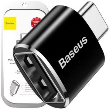 BASEUS MINI ADAPTER PRZEJŚCIÓWKA OTG Z USB-C TYPE-C DO USB 2.4A KONWERTER