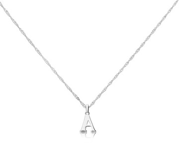 Łańcuszek srebrny z literką A damski naszyjnik pr.925 50 cm