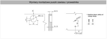 МЕБЕЛЬНАЯ ПЕТЛЯ REJS НАХОДНАЯ 110° + НАПРАВЛЯЮЩАЯ H 0 мм - ГОТОВА К УСТАНОВКЕ