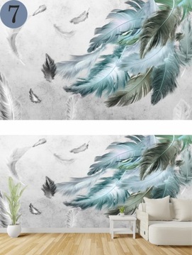 ФОТО ОБОИ ПЕРО ЦВЕТ ПАЛЬМОВЫЕ ЛИСТЬЯ ГРАФИКА