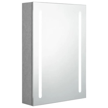vidaXL Szafka łazienkowa z lustrem i LED, szarość betonu, 50x13x70 cm