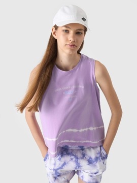 T-SHIRT DZIEWCZĘCY 4F TOP KOSZULKA DZIECIĘCA Z NADRUKIEM SS24