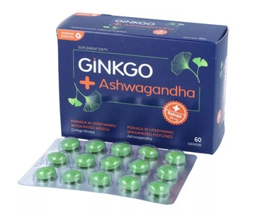 GINKO ASHWAGANDHA magnez witamina B6 dla dorosłych dzieci 60 tabletek