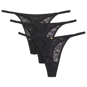 H&M MAJTKI koronkowe figi STRINGI THONG 3PAK M