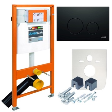 WERIT JOMO Stelaż WC 112 cm wsporniki MATA Przycisk SWITCH CZARNY MAT