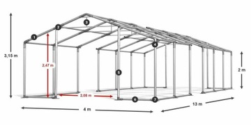 Namiot Garażowy 4x13m Budowlany DAS 580 W