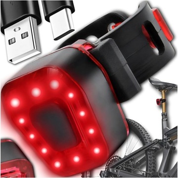 LAMPKA ROWEROWA TYLNA LED NA ROWER ŚWIATŁO CZERWONE MOCNE TYŁ AKU USB