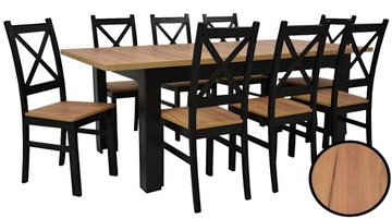 Loftowy zestaw stół i 8 krzeseł z drewna CZARNY + CRAFT