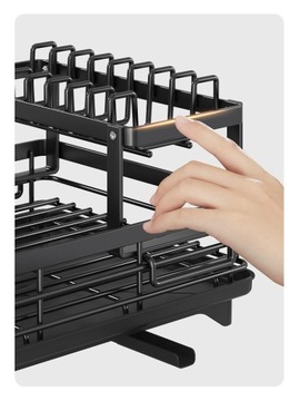 СУШИЛКА ДЛЯ СУШКИ ПОСУДЫ С ДВУМЯ ГОРИЗОНТАЛЬНЫМИ СЛИВАМИ, ЧЕРНАЯ