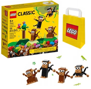 LEGO Classic 11031 Kreatywna Małpia Zabawa Klocki 5+ Torba Prezentowa