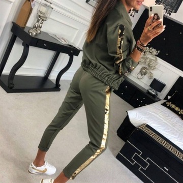 КЛАССИЧЕСКИЙ ЖЕНСКИЙ СПОРТИВНЫЙ КОМПЛЕКТ, СВИТШОТ, БРЮКИ, L
