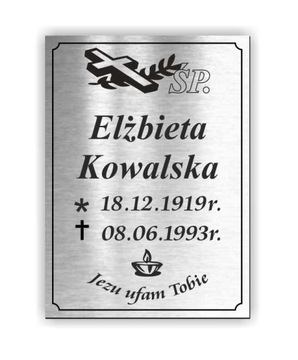 Tabliczka na grób krzyż Tablica nagrobna GRUBA