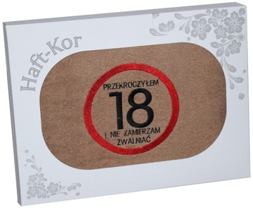RĘCZNIK 70x140 Z HAFTEM NA PREZENT 18 URODZINY