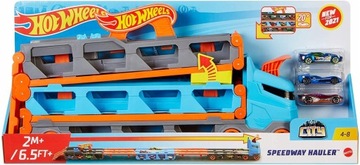 TRANSPORTER AUT HOT WHEELS TORY WYŚCIGOWE + 3 AUTA