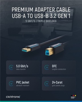 Кабель USB 3.0 A/B HD 5Гб золотой 1,8м