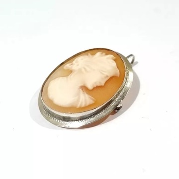 ВИНТАЖНАЯ ЗОЛОТАЯ БРОШЬ С КАМЕЕЙ 585/3,71Г БЕЛОЕ ЗОЛОТО