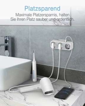 Многорозеточный блок питания TESSAN с розеткой и USB-портами, розетка EU KR