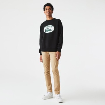 Longsleeve bluza LACOSTE czarna bawełna oversize