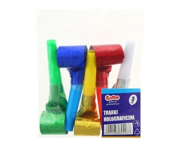 Свистки на день рождения Holo Roll Up Trumpets 5 шт.
