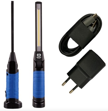 KING TONY Latarka Akumulatorowa Warsztatowa Łamana SLIM LED 6W COB 600 lm