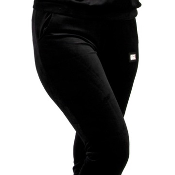 S349 SPODNIE WELUROWE Z NASZYWKĄ CZARNY r. 40 (L)