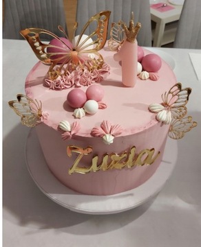 TOPPER dekor toper NA Bok tortu Motyl motylki złote lustro plexi lustrzane