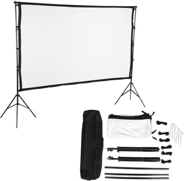 Портативный экран для проектора с подставкой 100 дюймов для использования в помещении и на открытом воздухе.