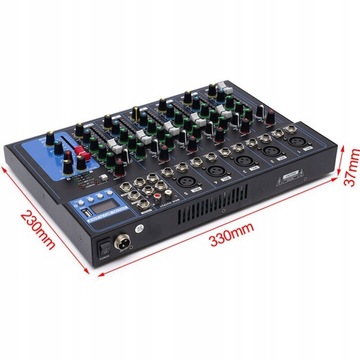 7-канальный живой звук USB Bluetooth-микшер Аудио DJ Музыкальное шоу