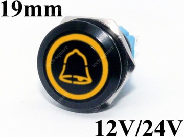 Przycisk Chwilowy Dzwonkowy CZARNY 12V/24V Dzwonek
