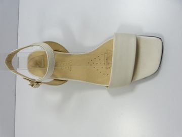 Ecri perła sandały eleganckie stabilne na ślub skórzane wygodne Sala 38