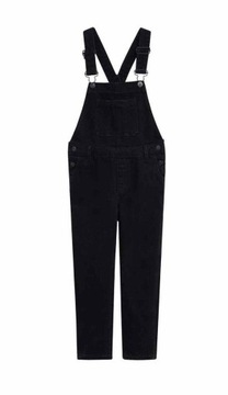MANGO długie spodnie ogrodniczki jeans czarne 110