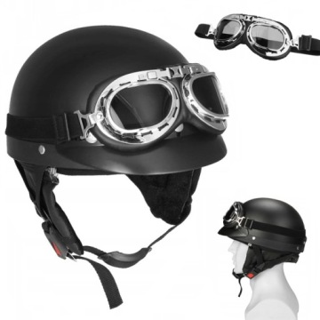 МОТОЦИКЛ ШЛЕМ ШЛЕМ ЧЕРНЫЙ РЕТРО ОЧКИ ЧОППЕР НЕМЕЦКИЙ ВЕТЕРАН МЯГКИЙ