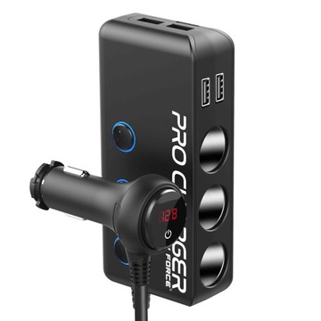 MOCNY ROZDZIELACZ GNIAZDA ZAPALNICZKI SAMOCHODOWEJ 12-24V 4xUSB QC PD 120W