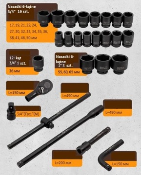 Klucze Nasadowe Udarowe 3/4'' 1