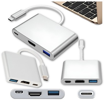 Adapter HUB USB-C na HDMI / USB 3.0 / USB-C Stacja dokująca Multiport typ c