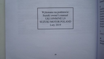 SUZUKI UK 110NM Руководство пользователя на польском языке Suzuki Address UK110 NM/NE 2019