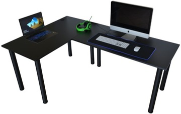 Угловой игровой компьютерный стол, базовый черный стол
