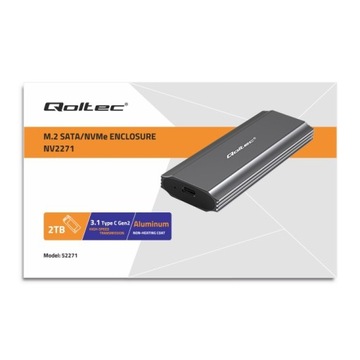 Qoltec Solidna Obudowa kieszeń NV2271 na dysk M.2 SSD SATA NVMe USB-C 2TB