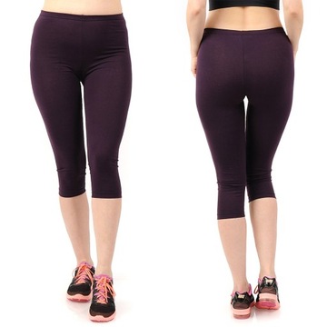 Legginsy damskie 3/4 bawełna Rybaczki Krótkie getry Polskie FIOLETOWE XL