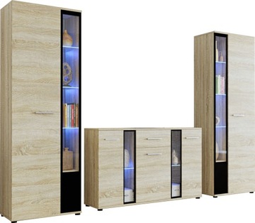 Meblościanka Witryna Komoda Szafa CUBE XL dąb