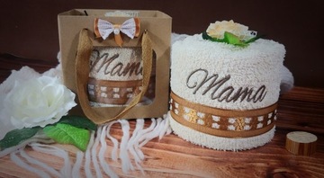 ПОДАРОК ​​МАМЕ НА ДЕНЬ МАТЕРИ ПОЛОТЕНЦЕ с ВЫШИВКОЙ тортик