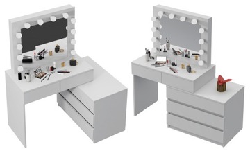 Туалетный столик Carla косметический белый с зеркалом, 12 светодиодов