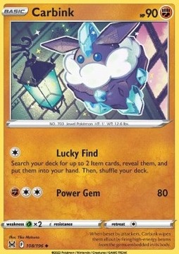 Karty Pokemon (LOR 108) Carbink (R)