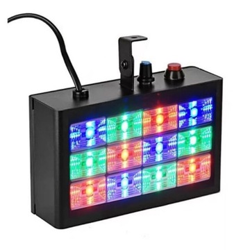 KOLOROFON STROBOSKOP DISCO RGB REFLEKTOR DYSKOTEKOWY 12LED CZUJNIK DŹWIĘKU