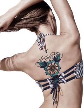 Bikini Tatuaż z Kwiatem Koronką Naklejka BOHO TM55